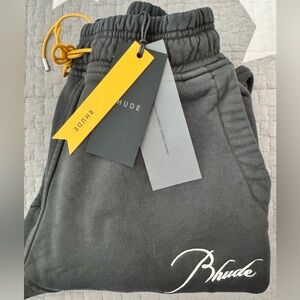 Brand New RHUDE Black Sweatpants with Yellow Drawstring size Medium with Tags!!